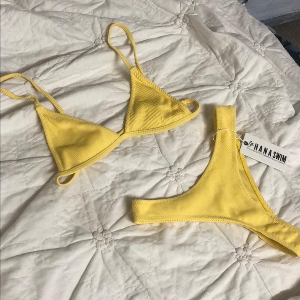 Lahana Swim ❤️ Ribbed Yellow Bikini Set